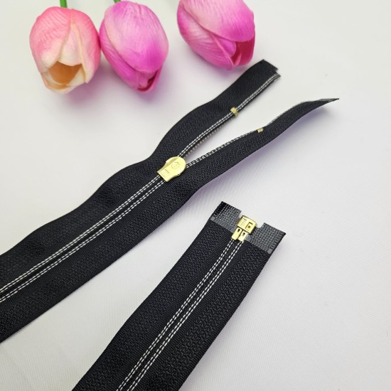 Ferace Mont Hırka Fermuarı | Separe Tip 5 Naylon Dişli Yıldız Elcikli Fermuar Uzunluk: 120 cm Siyah