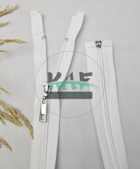 Ekru Renk Metal Elcikli Açık Uçlu Fermuar | Naylon Dişli Fermuar Uzunluk 65 cm