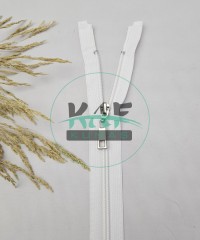 Ekru Renk Metal Elcikli Açık Uçlu Fermuar | Naylon Dişli Fermuar Uzunluk 65 cm