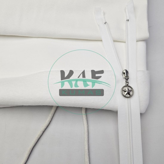 Ekru Renk Yıldız Elcikli Açık Uçlu Fermuar | Naylon Dişli Fermuar Uzunluk 65 cm