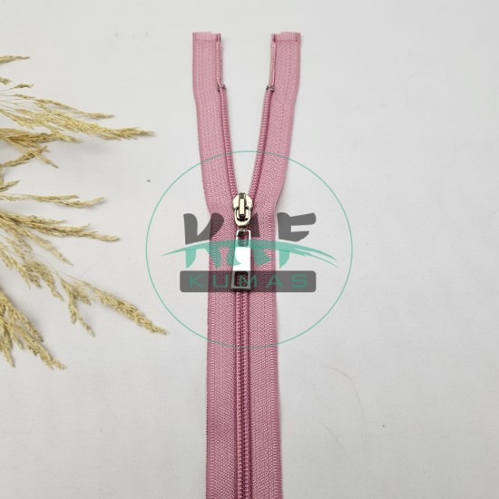 Gül Kurusu Renk Metal Elcikli Açık Uçlu Fermuar | Naylon Dişli Fermuar Uzunluk 75 cm