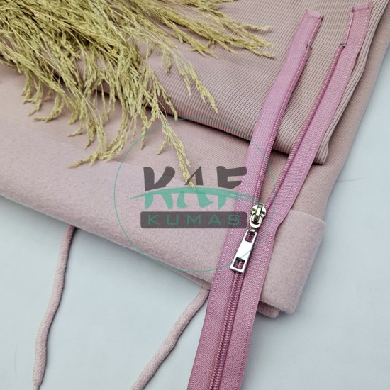 Gül Kurusu Renk Metal Elcikli Açık Uçlu Fermuar | Naylon Dişli Fermuar Uzunluk 75 cm