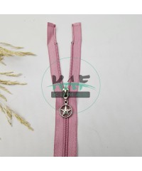 Gül Kurusu Renk Yıldız Elcikli Açık Uçlu Fermuar | Naylon Dişli Fermuar Uzunluk 75 cm