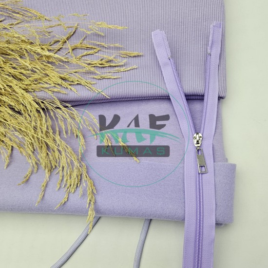 Lila Renk Metal Elcikli Açık Uçlu Fermuar | Naylon Dişli Fermuar Uzunluk 65 cm