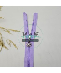 Lila Renk Yıldız Elcikli Açık Uçlu Fermuar | Naylon Dişli Fermuar Uzunluk 65 cm