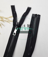 Siyah Renk Metal Elcikli Açık Uçlu Fermuar | Naylon Dişli Fermuar Uzunluk 58 cm