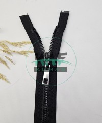 Siyah Renk Metal Elcikli Açık Uçlu Fermuar | Naylon Dişli Fermuar Uzunluk 58 cm