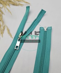 Turkuaz Renk Metal Elcikli Açık Uçlu Fermuar | Naylon Dişli Fermuar Uzunluk 70 cm