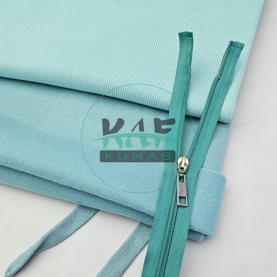 Turkuaz Renk Metal Elcikli Açık Uçlu Fermuar | Naylon Dişli Fermuar Uzunluk 70 cm