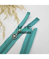 Turkuaz Renk Yıldız Elcikli Açık Uçlu Fermuar | Naylon Dişli Fermuar Uzunluk 70 cm