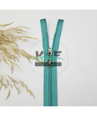 Turkuaz Renk Yıldız Elcikli Açık Uçlu Fermuar | Naylon Dişli Fermuar Uzunluk 70 cm