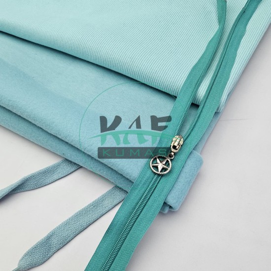 Turkuaz Renk Yıldız Elcikli Açık Uçlu Fermuar | Naylon Dişli Fermuar Uzunluk 70 cm