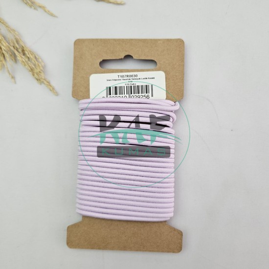 3 mm Yuvarlak Yumuşak Lastik İp 5 mt | Bel Paça Don Lastiği | Aksesuar Lastiği Açık Lila_165