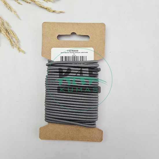 3 mm Yuvarlak Yumuşak Lastik İp 5 mt | Bel Paça Don Lastiği | Aksesuar Lastiği Gri_538