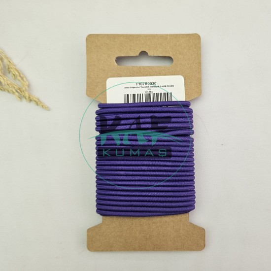 3 mm Yuvarlak Yumuşak Lastik İp 5 mt | Bel Paça Don Lastiği | Aksesuar Lastiği Mor_565