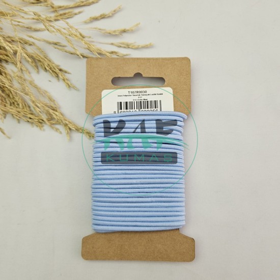 Bebe Mavi 3 mm Yuvarlak Yumuşak Lastik İp 5 mt | Bel Paça Don Lastiği | Aksesuar Lastiği