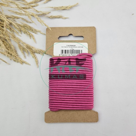 Fuşya 3 mm Yuvarlak Yumuşak Lastik İp 5 mt | Bel Paça Don Lastiği | Aksesuar Lastiği