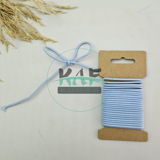 Bebe Mavi 3 mm Yuvarlak Yumuşak Lastik İp 5 mt | Bel Paça Don Lastiği | Aksesuar Lastiği