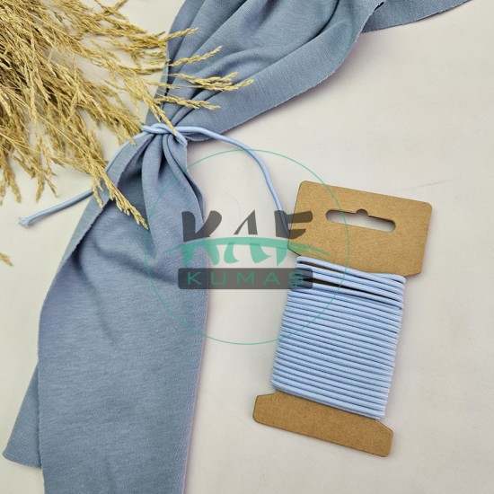 Bebe Mavi 3 mm Yuvarlak Yumuşak Lastik İp 5 mt | Bel Paça Don Lastiği | Aksesuar Lastiği