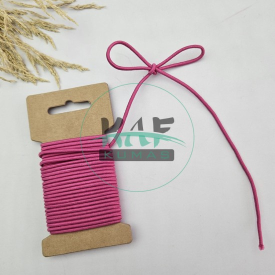 Fuşya 3 mm Yuvarlak Yumuşak Lastik İp 5 mt | Bel Paça Don Lastiği | Aksesuar Lastiği