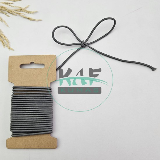 Gri 3 mm Yuvarlak Yumuşak Lastik İp 5 mt | Bel Paça Don Lastiği | Aksesuar Lastiği