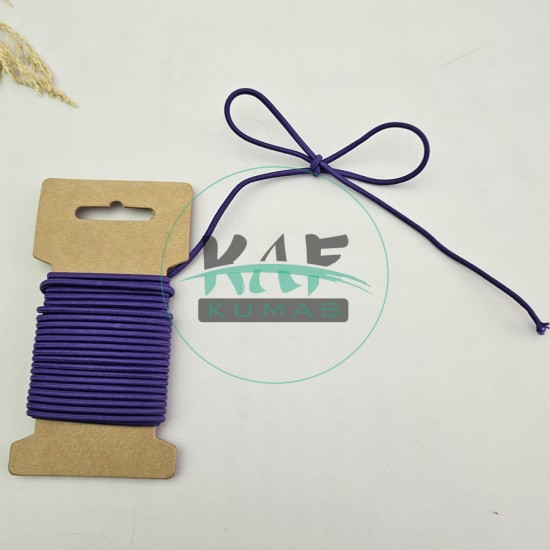 Mor 3 mm Yuvarlak Yumuşak Lastik İp 5 mt | Bel Paça Don Lastiği | Aksesuar Lastiği