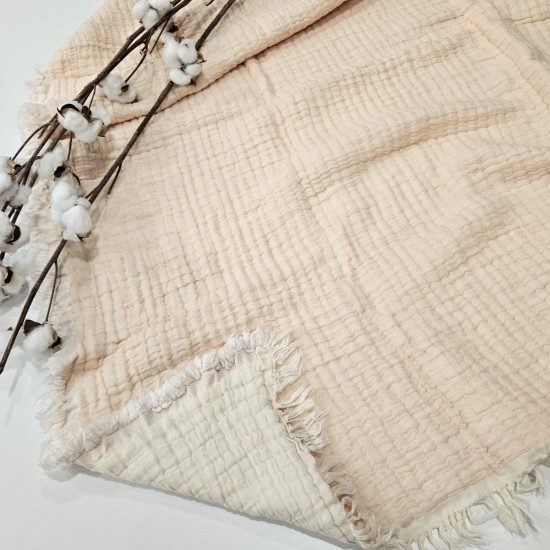 7 Katlı Çift Taraflı Krem Dolgulu Müslin Bebek-Çocuk Battaniyesi