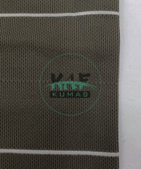 Beyaz Çizgili Haki Pike Örgü Yaka