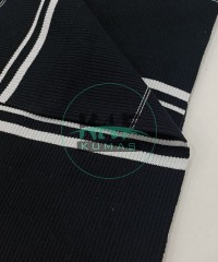 Kalın Beyaz Çizgili Siyah Yaka