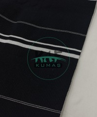 Kalın Beyaz Çizgili Siyah Yaka