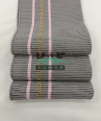 Simli Çizgili Gri Kalın Yaka 