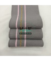 Simli Çizgili Gri Kalın Yaka 