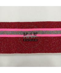 Simli Çizgili Kırmızı Yaka