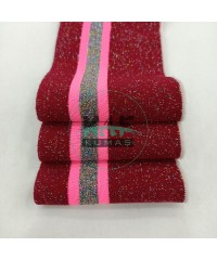 Simli Çizgili Kırmızı Yaka