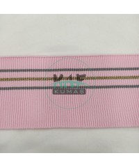 Simli Çizgili Pembe Kalın Yaka 