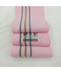 Simli Çizgili Pembe Kalın Yaka 