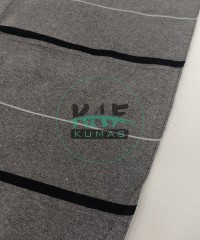 Siyah Beyaz Çizgili Koyu Gri Yaka