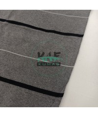 Siyah Beyaz Çizgili Koyu Gri Yaka