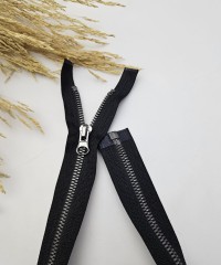 Timsah Dişli Kemik Fermuar Uzunluk: 52 cm Siyah Açık Uçlu