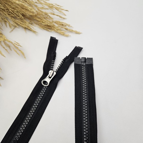 Kemik Fermuar Uzunluk: 66 cm Siyah Açık Uçlu