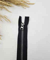 Timsah Dişli Kemik Fermuar Uzunluk: 52 cm Siyah Açık Uçlu