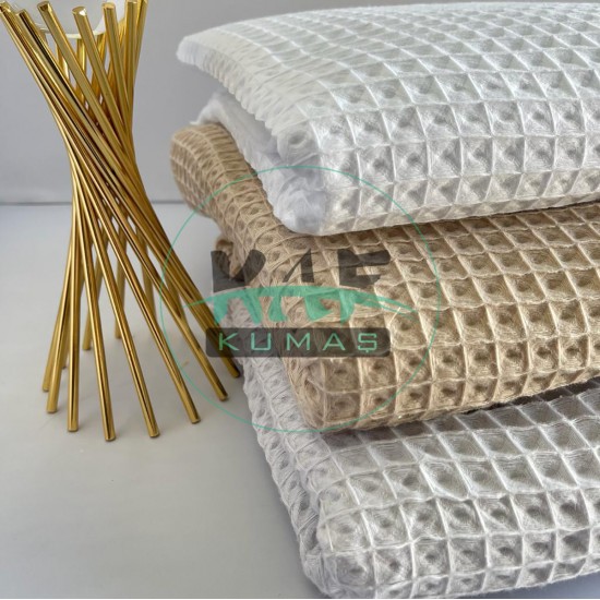 Büyük Kareli Waffle Pike Kumaş | 100% Pamuk | W-08