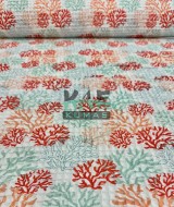 Baskılı Büyük Kareli Waffle Pike Kumaş | 100% Pamuk | Mercan