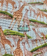 Baskılı Büyük Kareli Waffle Pike Kumaş | 100% Pamuk | Zürafalar