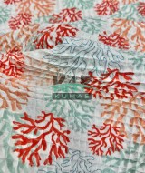 Baskılı Büyük Kareli Waffle Pike Kumaş | 100% Pamuk | Mercan