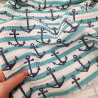 Baskılı Waffle Pike Kumaş | 100% Pamuk | Marin Desen