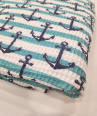 Baskılı Waffle Pike Kumaş | 100% Pamuk | Marin Desen