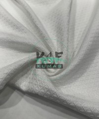 Mini Baklava Desenli  Pike Kumaş|Beyaz