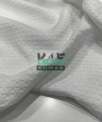 Mini Baklava Desenli  Pike Kumaş|Beyaz