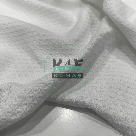 Mini Baklava Desenli  Pike Kumaş|Beyaz